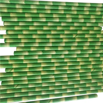 

500Pcs Bamboo Pattern Paper Straws Environmental Protection Paper Party Kids Birthday Wedding Straws Decor Supplies Drinking