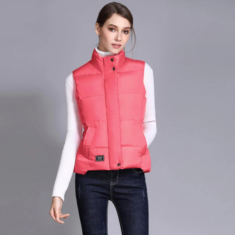 Winter Heated Women's Warm Vests Outdoor Short Down Vest for Women - Color: D