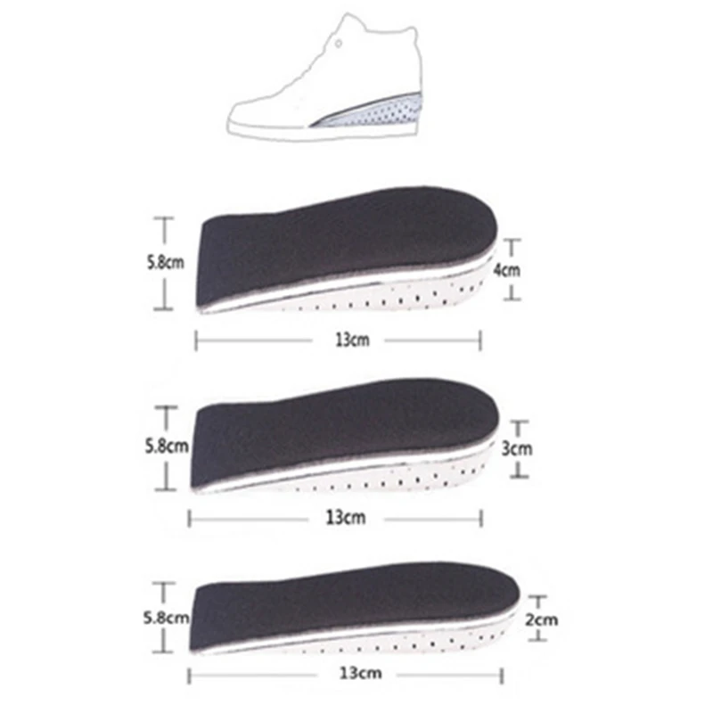 Стельки из ЭВА, 2 см, 3 см, 4 см, дышащие половинные стельки, увеличивающие рост, со вставкой на пятке, спортивная обувь, подушка, стельки унисекс, увеличивающие рост