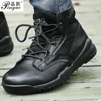 

Summer military boots men combat boots leather light outdoor mesh breathable combat tactical boots-in Low-top training boots