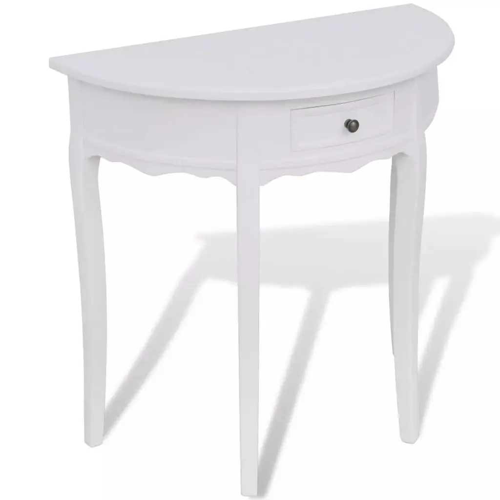 

vidaXL Console Table with Drawer Half-round White