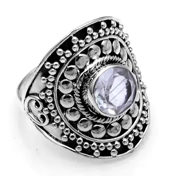 

White Topaz Ring 925 Sterling Silver, USA Size : 8.25, AR4182