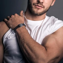 Сплошной черный углеродное волокно инкрустация мужской браслет из нержавеющей стали цепи звено мужской бразильский браслет