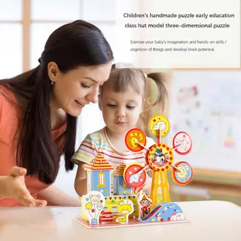 

3D DIY Composite Paper Puzzle Cartoon Castle House Model Assembly Stereoscopic Jigsaw Learning Educational Kid Toys