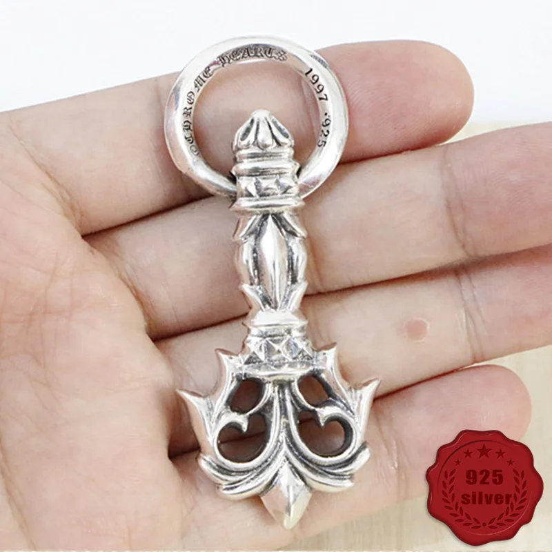 

925 sterling silver pendant personality fashion retro punk style carving anchor keychain style domineering jewelry new hot sale