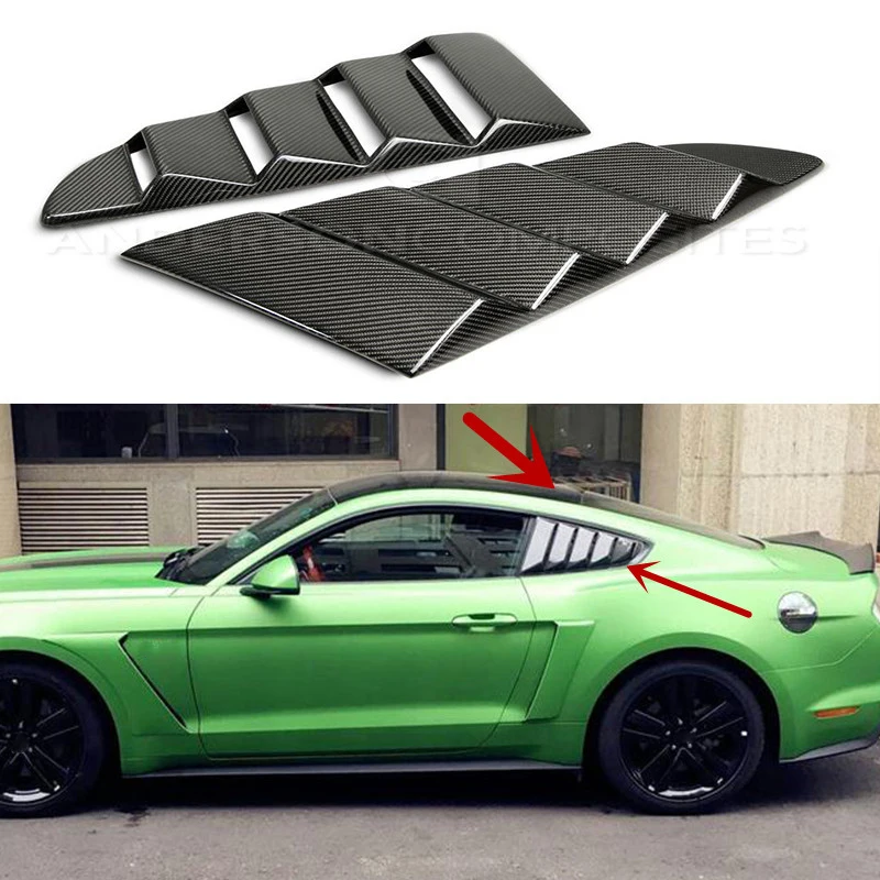 

For Ford Mustang Carbon Fiber 2/SET Auto Car Side Window Air Vent Intake Trims Sticker 2015 2016 2017