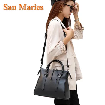 

San Maries Cow Leather Luxury Women Bags Designer Handbags Ladies Shoulder Hand Bags For Women Large Casual Tote Sac Bolsa