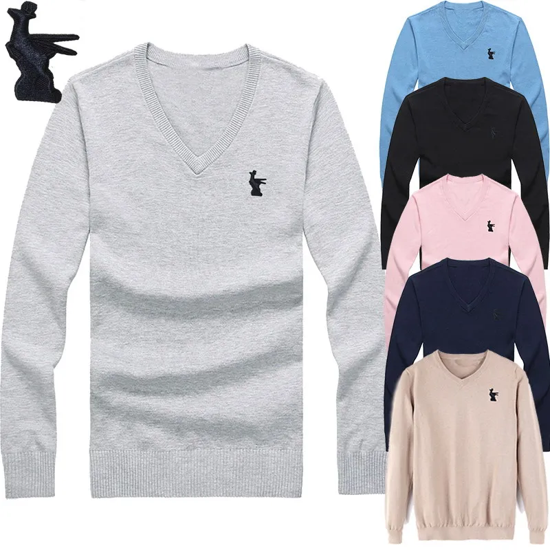 

New Fashion Sweater Men Long Sleeve Pullovers Outwear Man V-Neck Sweaters Tops Loose Solid Fit Clothing Casual 6Colors New 8508