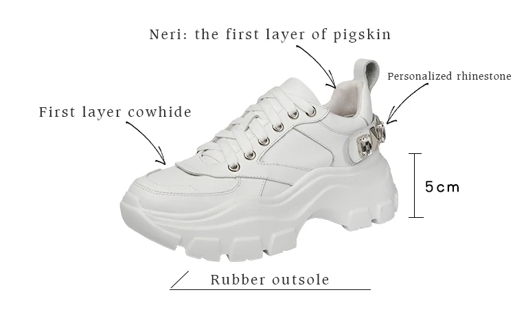 RY-РЕЛА/Модная женская обувь из кожи с губкой г. Новая Осенняя Белая обувь на платформе со стразами спортивная обувь