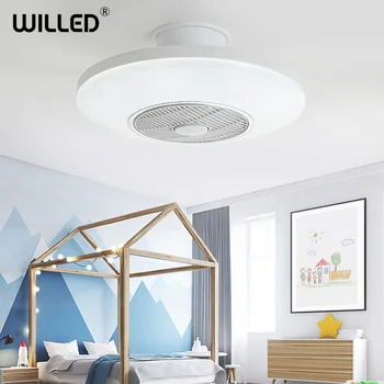 

led ceiling fan with light remote control 110v 220v bedroom lamps children room home restaurant 40w 50cm three color changing