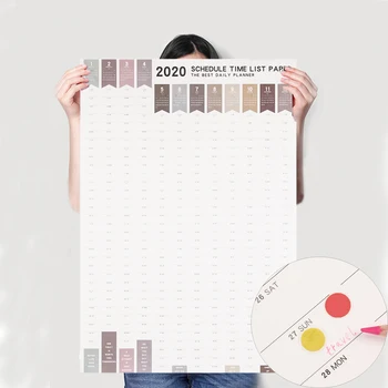 

1PC agenda 2020 365 Days Paper Wall Calendar Daily Planner Notes Very Large Study TO DO LIST Kawaii School Supplies Plan Memo