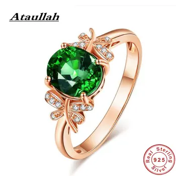 

Ataullah Real Sterling Silver 925 Jewelry Emerald Gemstone Rings Butterfly Design Wedding Ring With Zircon For Women RW117