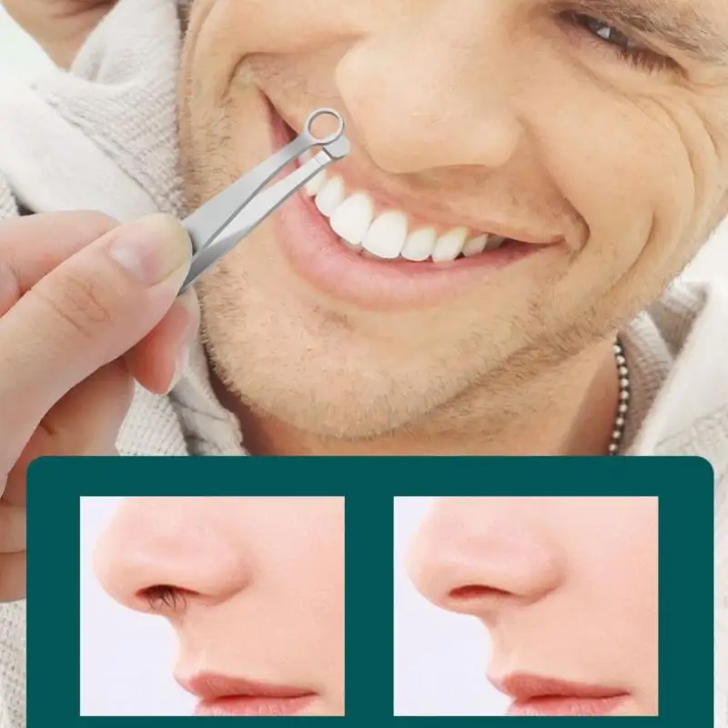 Universal Stainless Steel Nose Hair Trimming Tweezers Round Tip Eyebrow