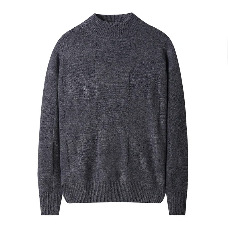 GustOmerD 2019 New Arrive Winter Pullovers Men Sweaters Casual Plaid Half Turtleneck Men Fashion Soft Warm Sweater Men