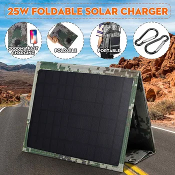 

25W Foldable USB Solar Panel Solar Cell Portable Folding Waterproof Solar Panel Charger Outdoor Mobile Power Battery Charger