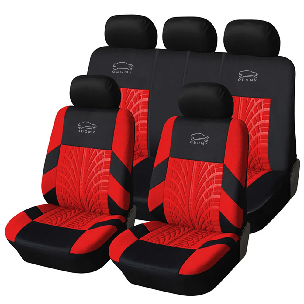 ODOMY Роскошные автомобильные чехлы для сидений Универсальный Авто полиэстер ткань протектор сиденья для автомобиля - Название цвета: Red