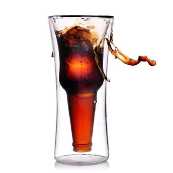 

Set of 2-high quality transparent wine glass party club double walled insulated beer glass drinkware cup GLA-1619