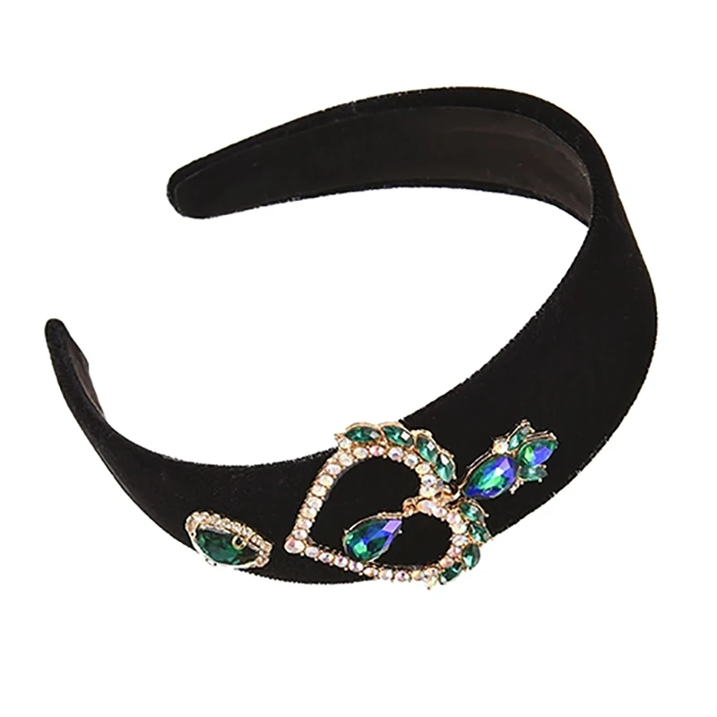 

ZHINI New Punk Exaggeration Handmade Headbands for Women Luxury Colorful Crystal Heart Hair Accessories Wedding Jewelry Gift