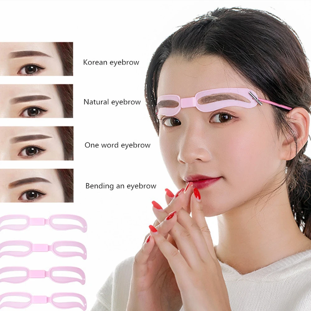 Kit de moldeador de cejas de moda, 3/4 estilos, plantilla de cejas portátil, herramientas de maquillaje, Accesorios de belleza cosméticos reutilizables