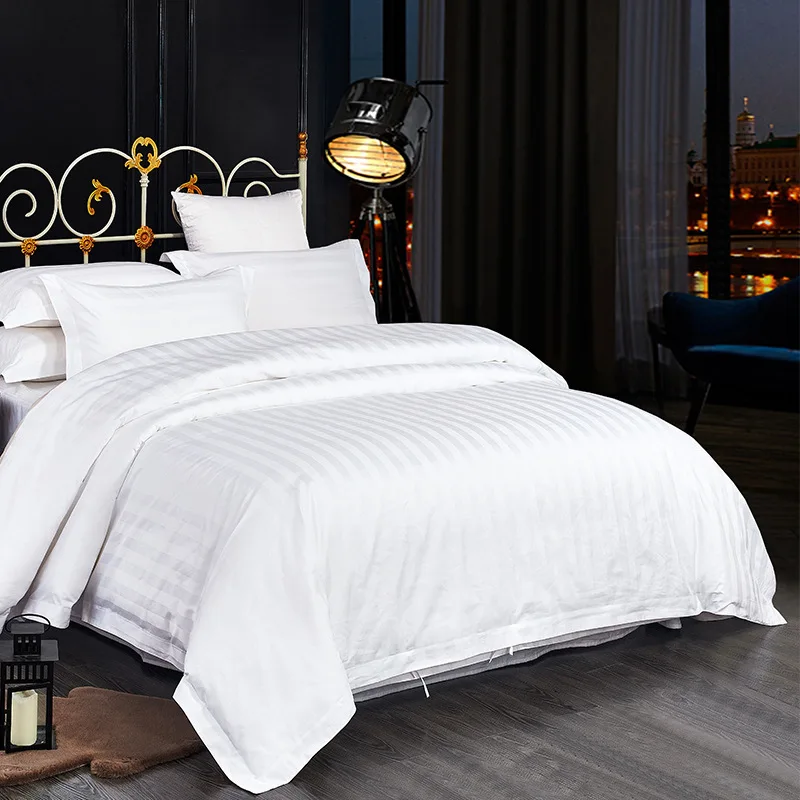 100% Cotton Bedding Set Satin Strip 
