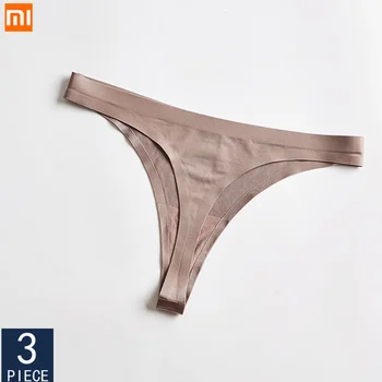 

3pcs/set Xiaomi Sexy Women Thong Ladies Underwear Cotton Women's Seamless Ice Silk Panties Low Waist Breathable Triangle Briefs