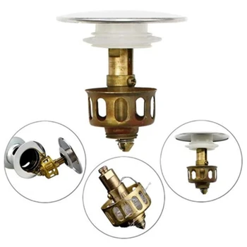 

Hot Copper Bouncing Core Filter Cover With Basket Shower Floor Drain Bathroom Plug Trap Hair Catcher Basin Faucet Accessories