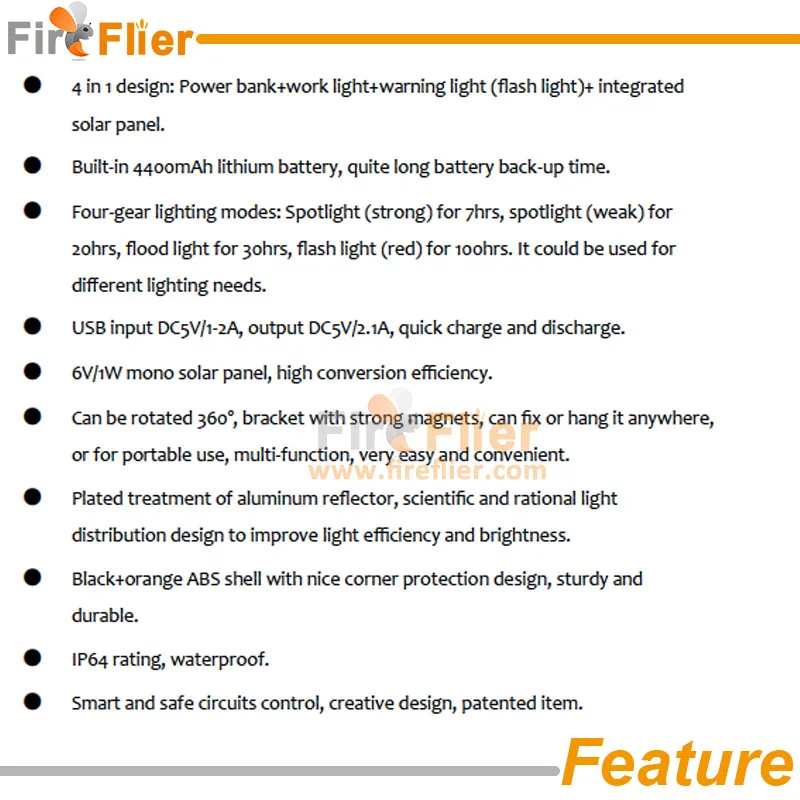 Solar Led Flood Work Light feature