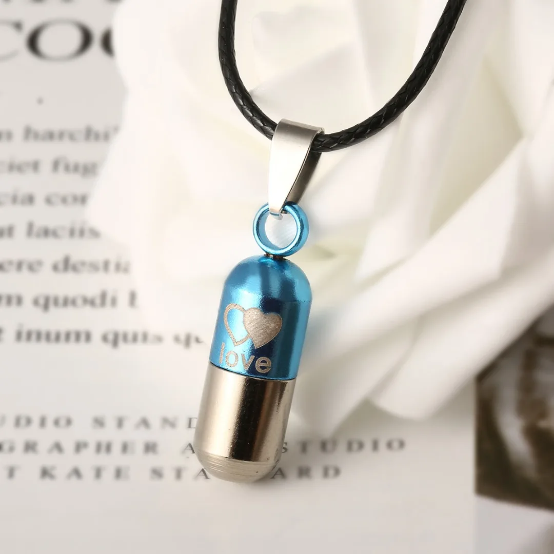 Shellhard Ash Holder Keepsake Neckalces Vintage Metal Urn Cremation Love Pill Pendant Necklace For Men Women Jewelry
