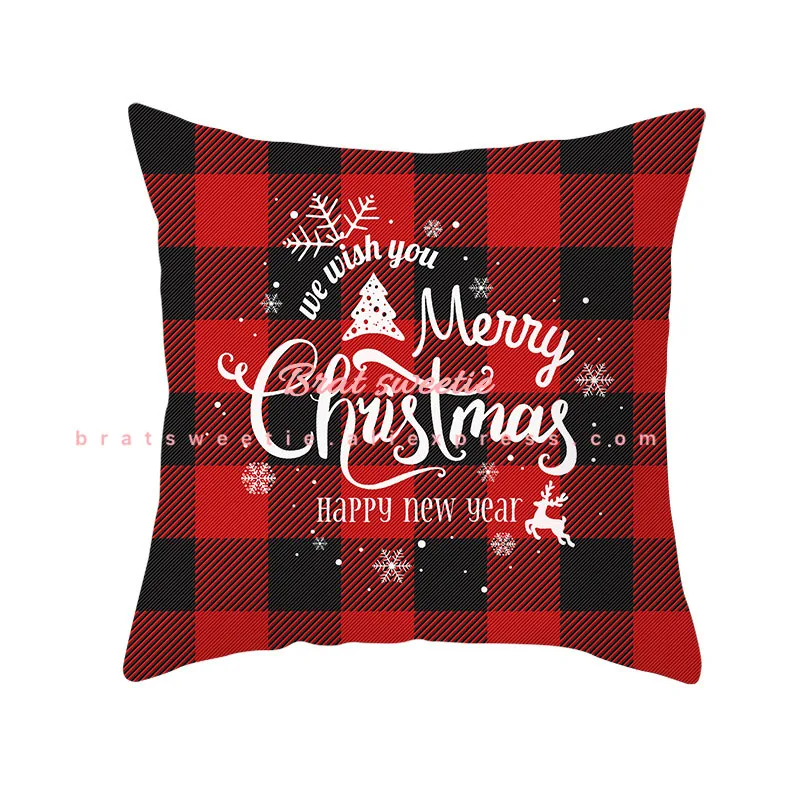 Red and Black Christmas Buffalo Check Plaid Pillow Case Valentines Day Polyester Cushion Covers Pillowcase for Home Decorations - Color: TPR215-4