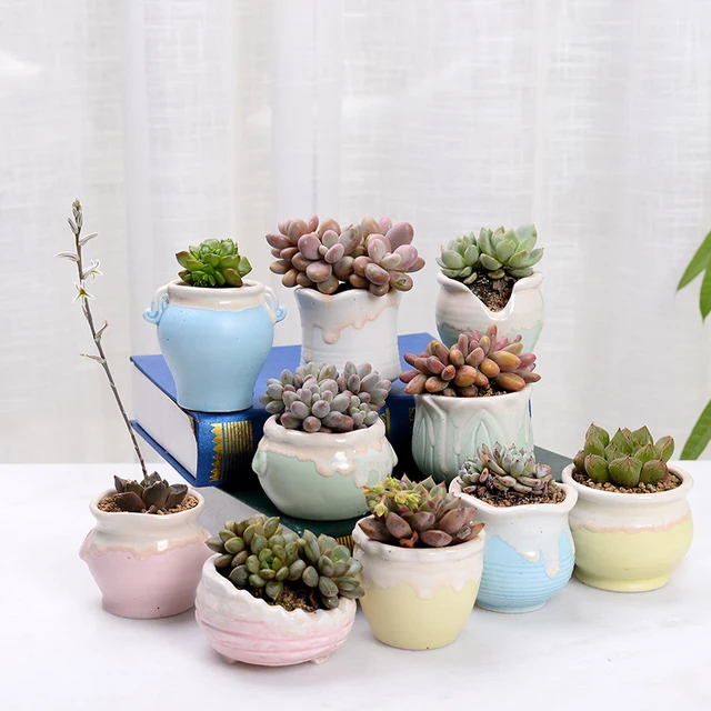 Strongwell Otthoni Dekoráció Miniatűr Modell Virág Edények Áramlási Mázas Aszimmetria Váza Íróasztal Díszek Figurák Kerámia Edény - Image 4