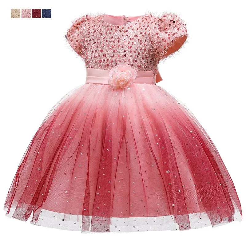 L5161 pink Прямая поставка; коллекция года; сезон весна; вечерние платья со звездами; платье из фатина с пышными рукавами; праздничный костюм принцессы для дня рождения - Цвет: L5161 pink