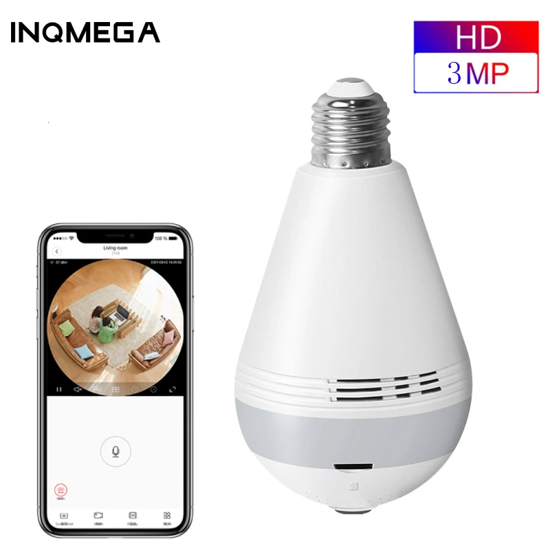 Светильник IINQMEGA 5MP камера с лампочкой HD 360 ° панорамная Wi-Fi домашняя безопасности