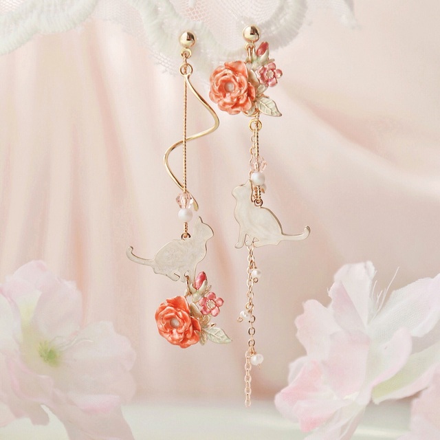 Fashion Jewelry Red Rose Drop Earrings Women Vintage Rhinestone Flowers Dangle Earring Weddings Engagement Party Jewelry