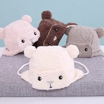 

Cute Bear Baby Earmuffs Hats Winter Velvet Warm Infant Caps Cartoon Soft Beanie Cap For Baby Boys Girls Hats Photography
