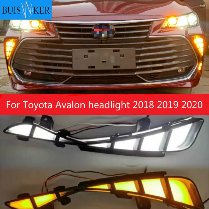 

1 комплект светодиодный DRL автомобильные аксессуары avalon дневной светильник противотуманных фар автомобиля бампер фары для Toyota Avalon головной светильник 2018 2019 2020