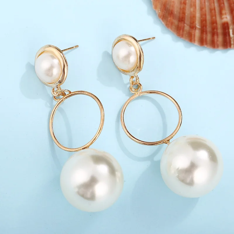 Trendy Elegant Simulated Pearls Long Dangle Earrings For Women Jewelry Pearls String Statement Drop Earrings Wedding Party Gift