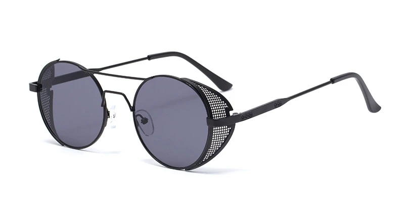47301 круглые паровые панк ретро солнцезащитные очки для мужчин и женщин модные UV400 очки - Цвет линз: black gray