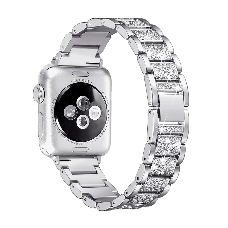 Ремешок для часов Apple watch iwatch 38 мм 40 мм 42 мм 44 мм браслет correa из нержавеющей стали с бриллиантами для Apple Watch 5 4 3 2 1