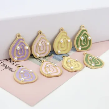 

DIY handmade jewelry accessories alloy drop Pearl spiral ring pendant earrings earrings material accessories