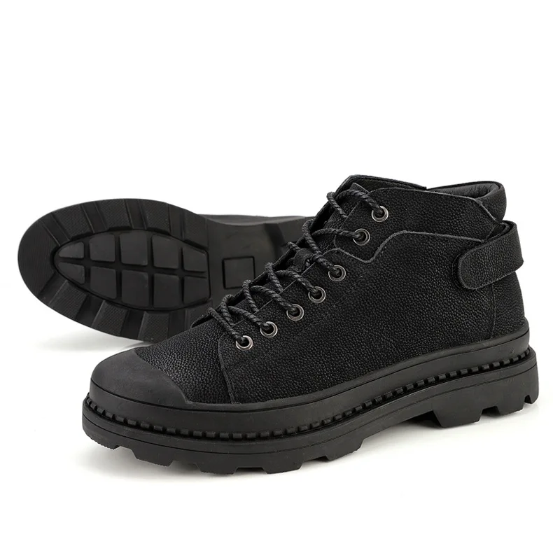 

Large Size Martin Boots Men's Genuine Leather England plus Velvet Mid-top Martin Boots Men's Autumn And Winter New Style Martin