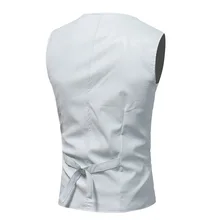 Ouma AliExpress мужской костюм жилет сплошной цвет мода Slim Fit стирка из искусственной кожи