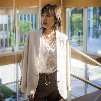 

2020 New Products Spring and Summer Encounter Flax ~ Dew Retting Fold-down Collar One-Button Flax Casual Suit
