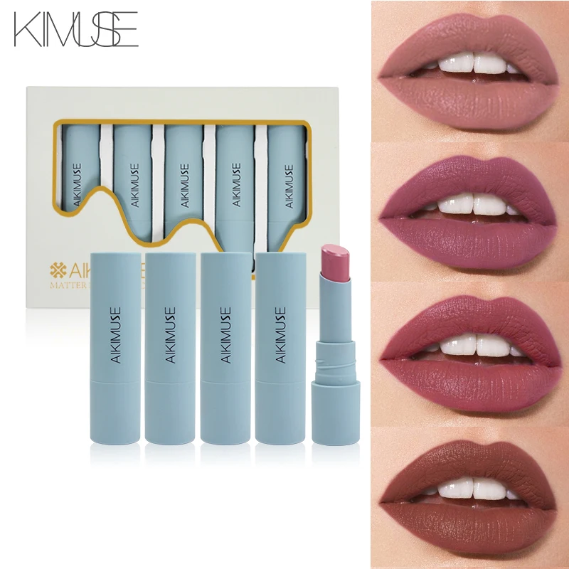 KIMUSE 5 шт./компл. Матовая жидкая помада с эффектом увлажнения воды-доказательство питательный легко носить Красота, жидкая губная помада, рождественские подарки