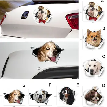 

2019 Fun 3D Dogs Car Sticker Window Decal Cute Waterproof Pet Puppy Laptop Sticker CSL88