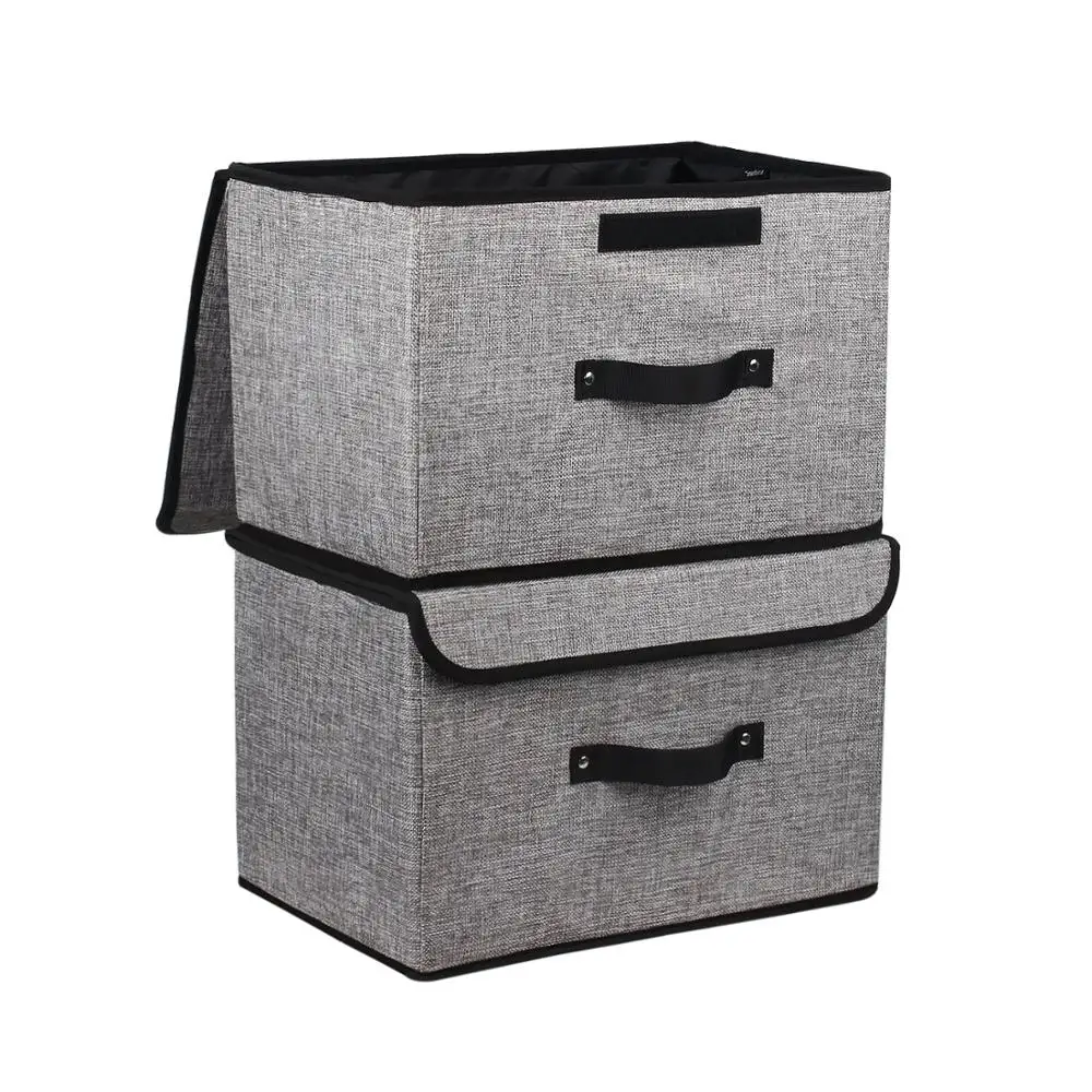 

FIREDOG Storage Box Fabric Container Boxes Bins with Lid Clothes Toy Bedroom Kitchen Organizer Floding Case 2pcs