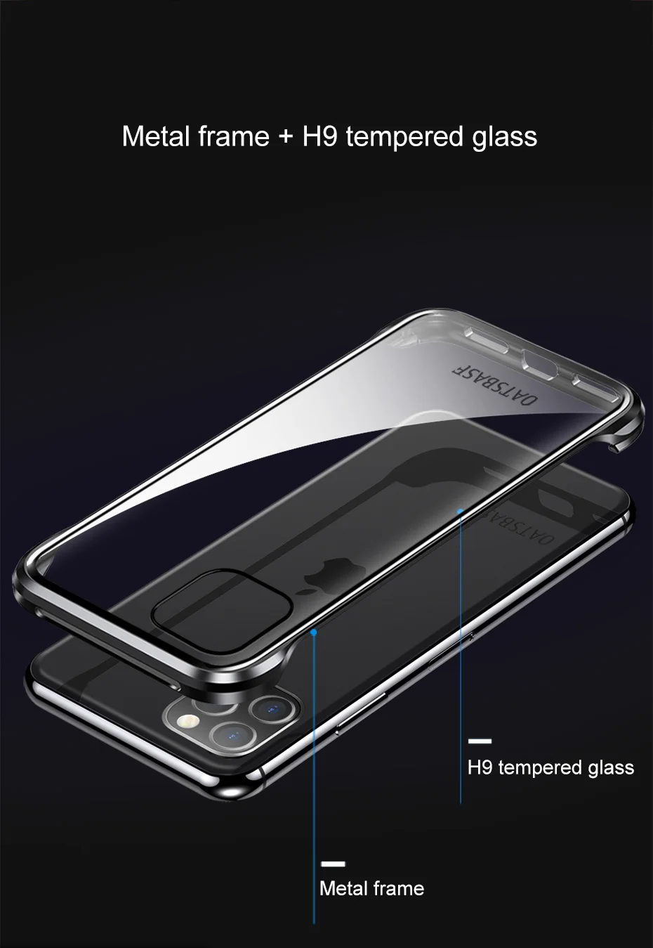 Oatsbasf, металлический чехол из закаленного стекла для телефона для Iphone 11, 11pro, Простой Прозрачный чехол для Iphone 11 pro max
