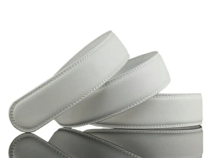 Белый дизайнерский мужской ремень из натуральной кожи, Ширина 3,5 см, без пряжки, высокое качество, кожаный ремешок для автоматической пряжки LY3193