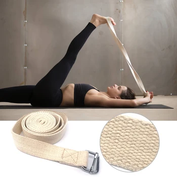 

10ft Yoga Stretching Strap Cotton Exercise Strap Physical Therapy Strap Fitness Equipment with Metal Ring Yoga Strap Cotton
