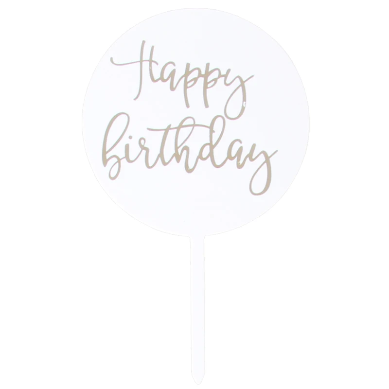 Блестящий акриловый Топпер для торта «С Днем Рождения» Золотой Серебряный Розовый Золотой торт топ флаг Свадьба День рождения товары для украшения торта - Цвет: h
