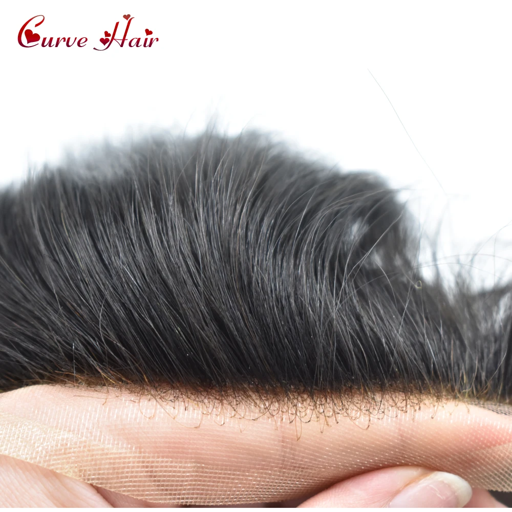 Человеческие волосы для мужчин s Toupee тонкие моно мужские парики NPU поли индийские